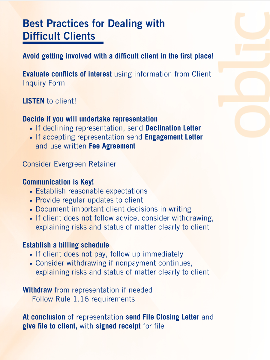 Image of dark blue text against branded light orange background summarizing the key points within the article